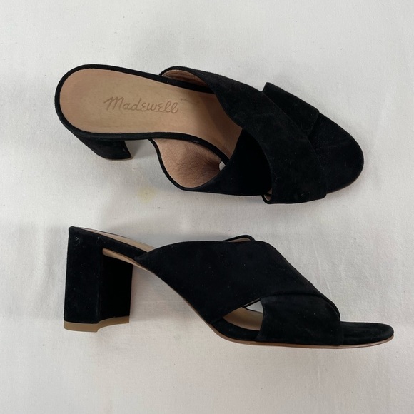 Madewell The Greer Mule Sandal in Black Suede Size 6 - Picture 3 of 8